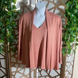 Kasper Shine Sweater Set, Rose, 1X